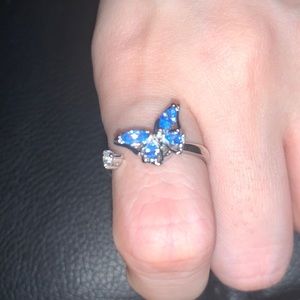 Fashion swivel blue marquise spinning Fidget ring.. adjustable opening.